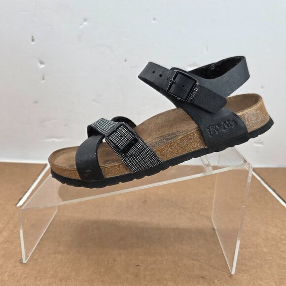 Birki's By birkenstock Womens EU 37 Lillie Black Plaid Ankle Strap Sandals - Picture 5 of 9